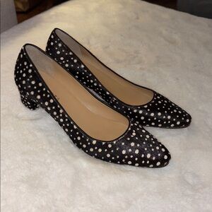 Talbots Haircalf Leather Kelsey Block Heel Pump Dot Size:9.5 Made in Brazil